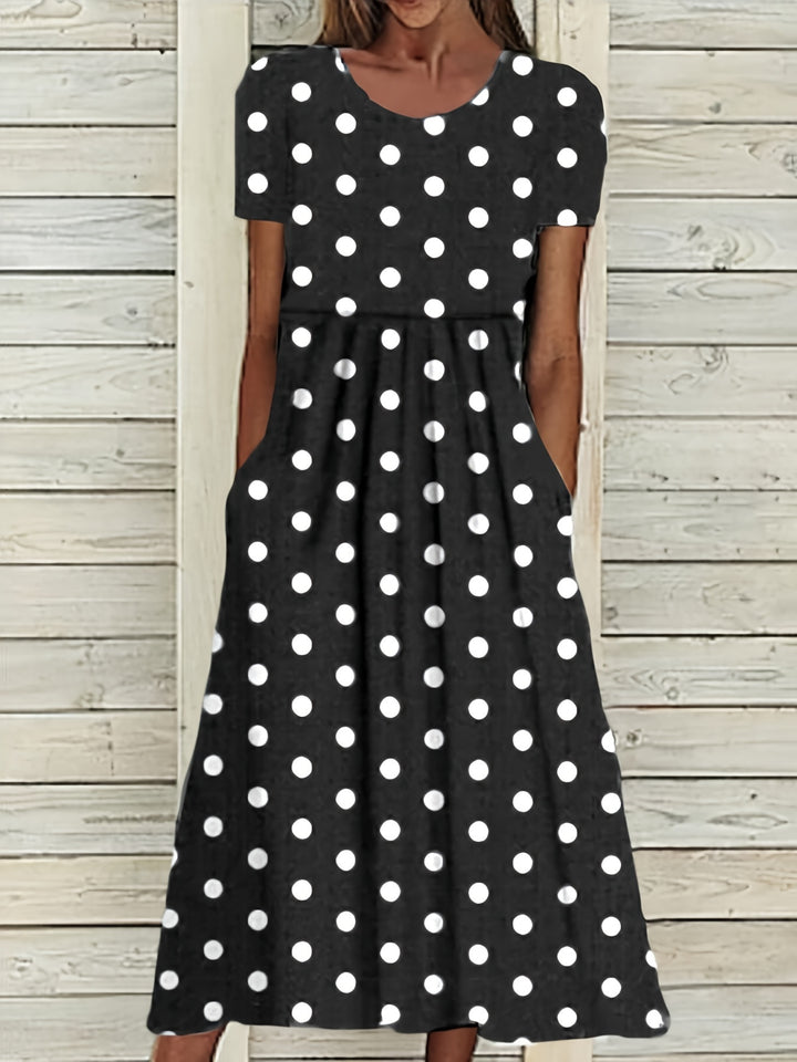Serean™-Chic Polka Dot Midi Dress