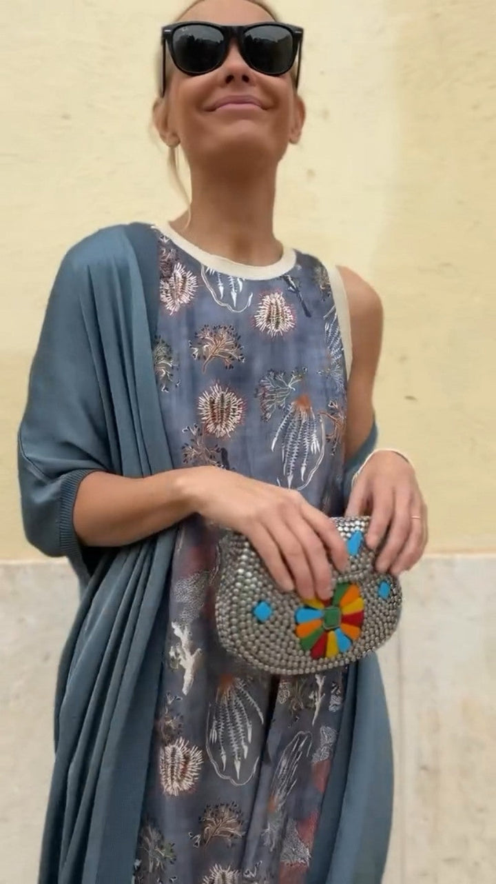 Floralia | Elegant long dress with matching shawl