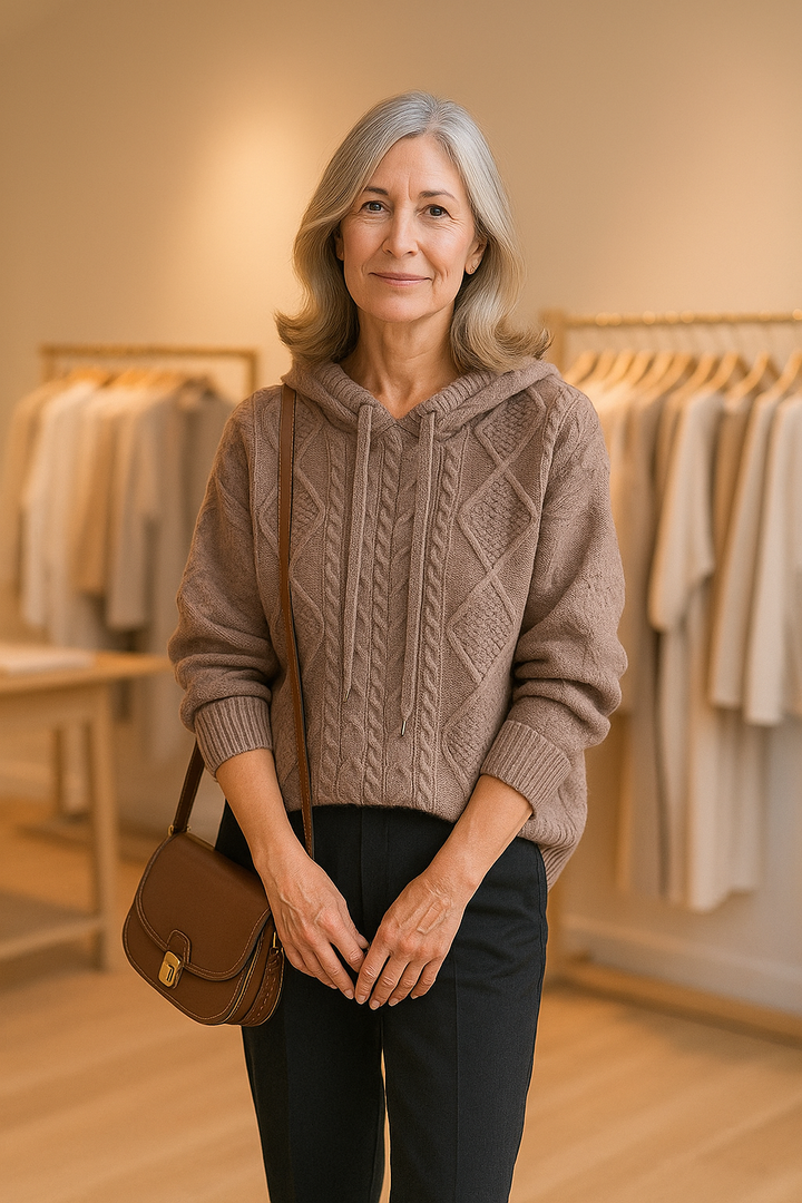 Tamsin™ - HOODED SWEATER WITH ELEGANT JACQUARD DESIGN