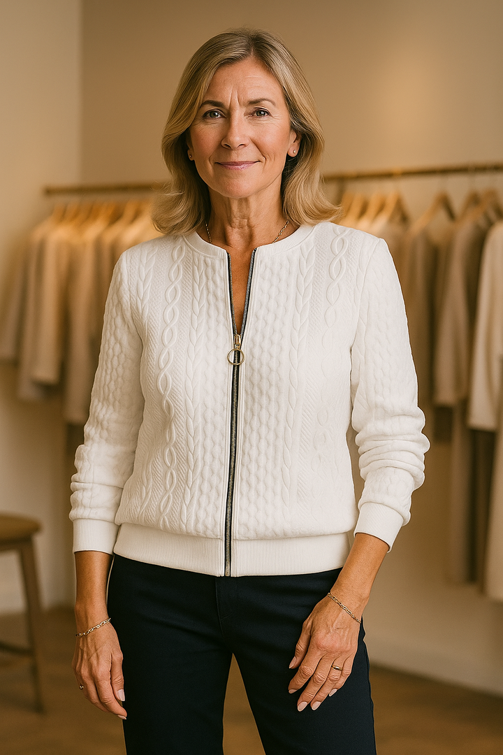 Elysha - Textured Quarter-Zip Pullover
