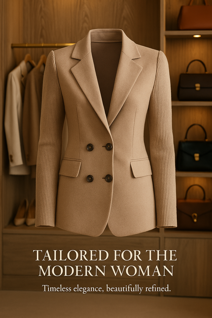 Jazi | Chic Knit-Sleeve Blazer