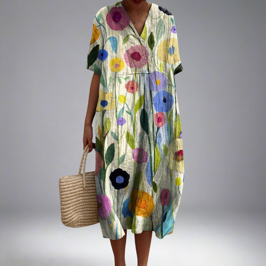 Livia-Oil Painting Flowy Dress