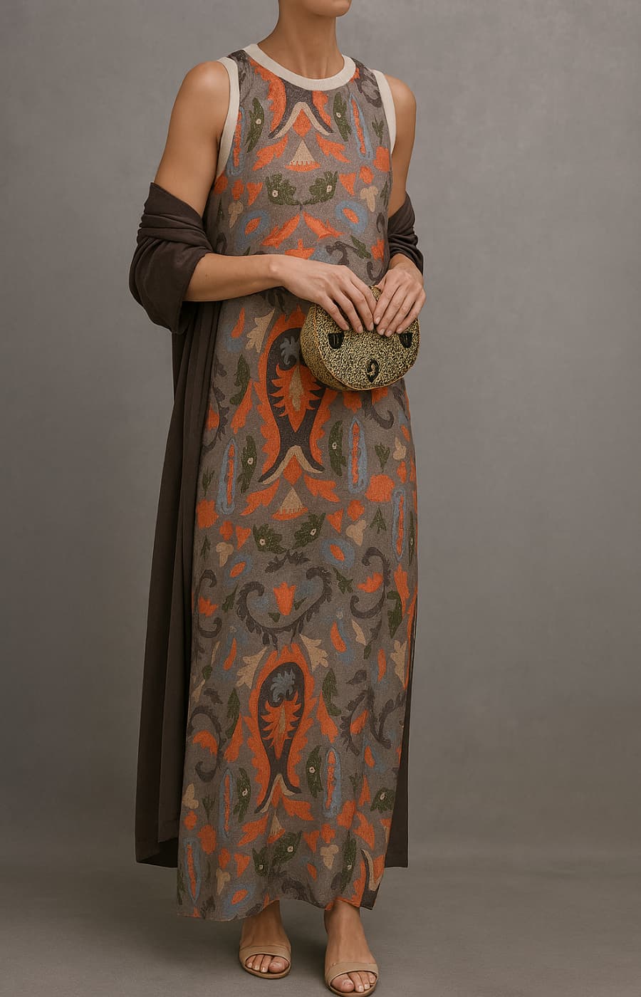 Elegant Evening Dress with Stole