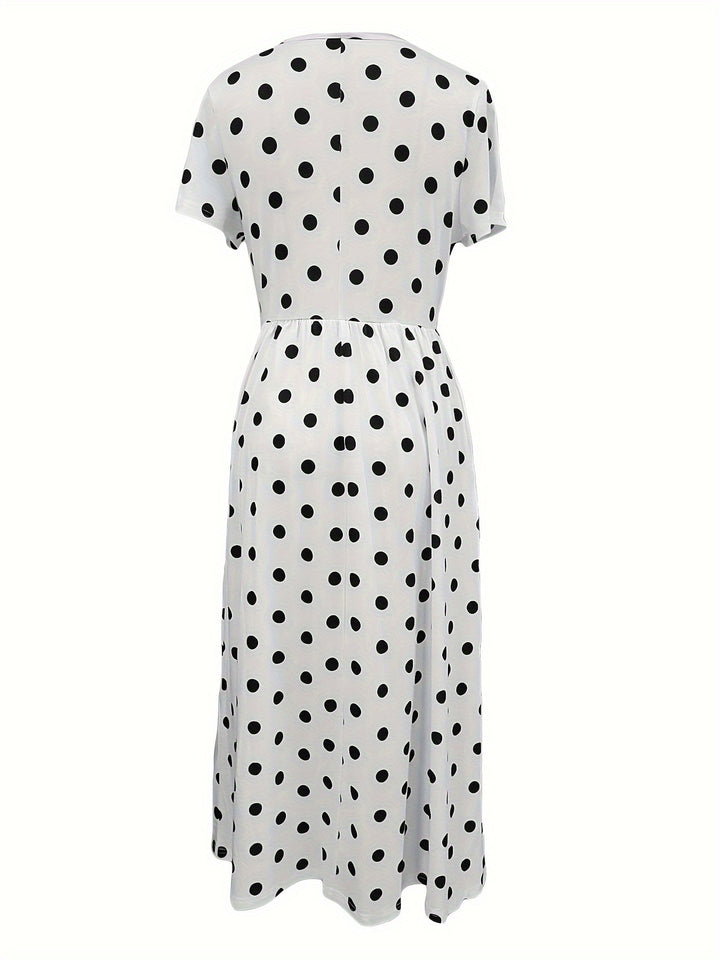 Serean™-Chic Polka Dot Midi Dress