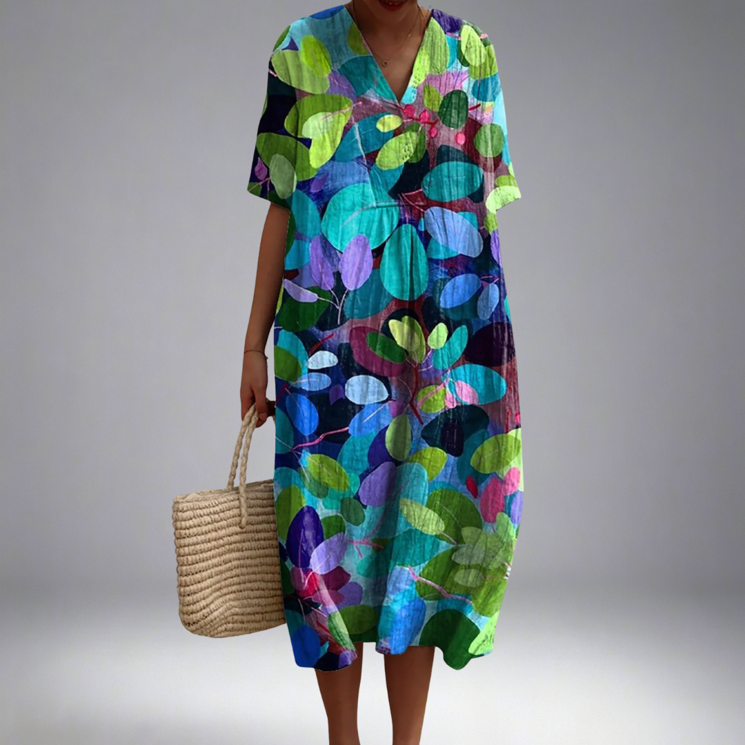 Summer Forest Art Printed Women's Flowy Dress