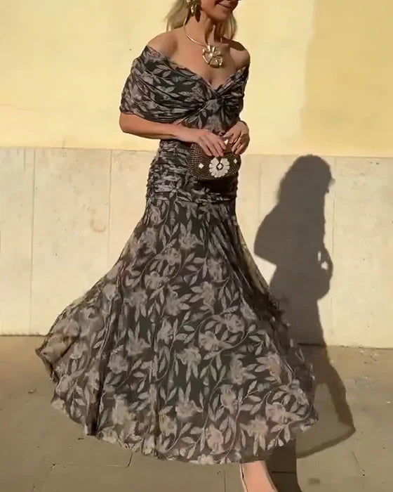 Julieta - Elegant V-neck off-the-shoulder dress