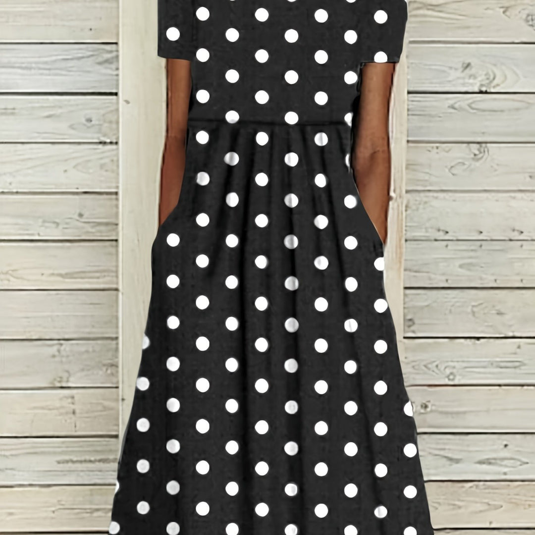 Serean™-Chic Polka Dot Midi Dress