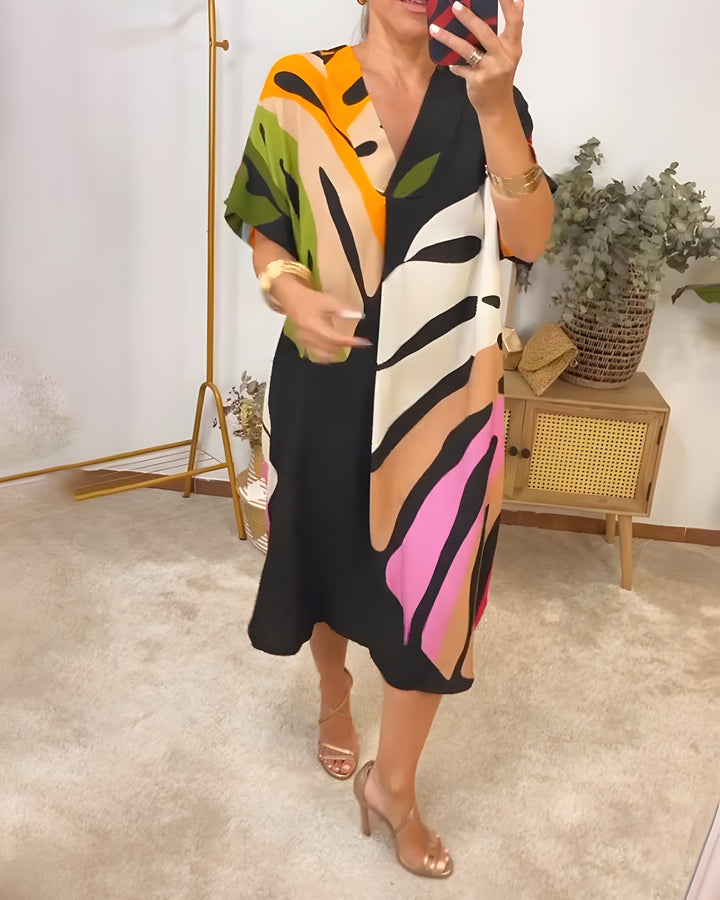 Janice | Casual Colorful Leaf Print Dress