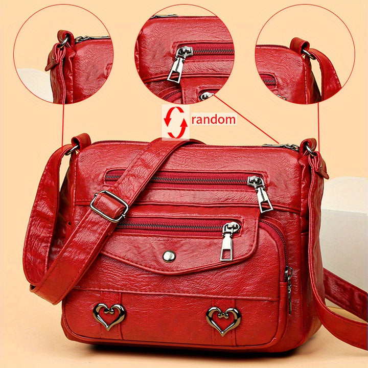 Zoey™ - Chic Heart Charm Crossbody Bag