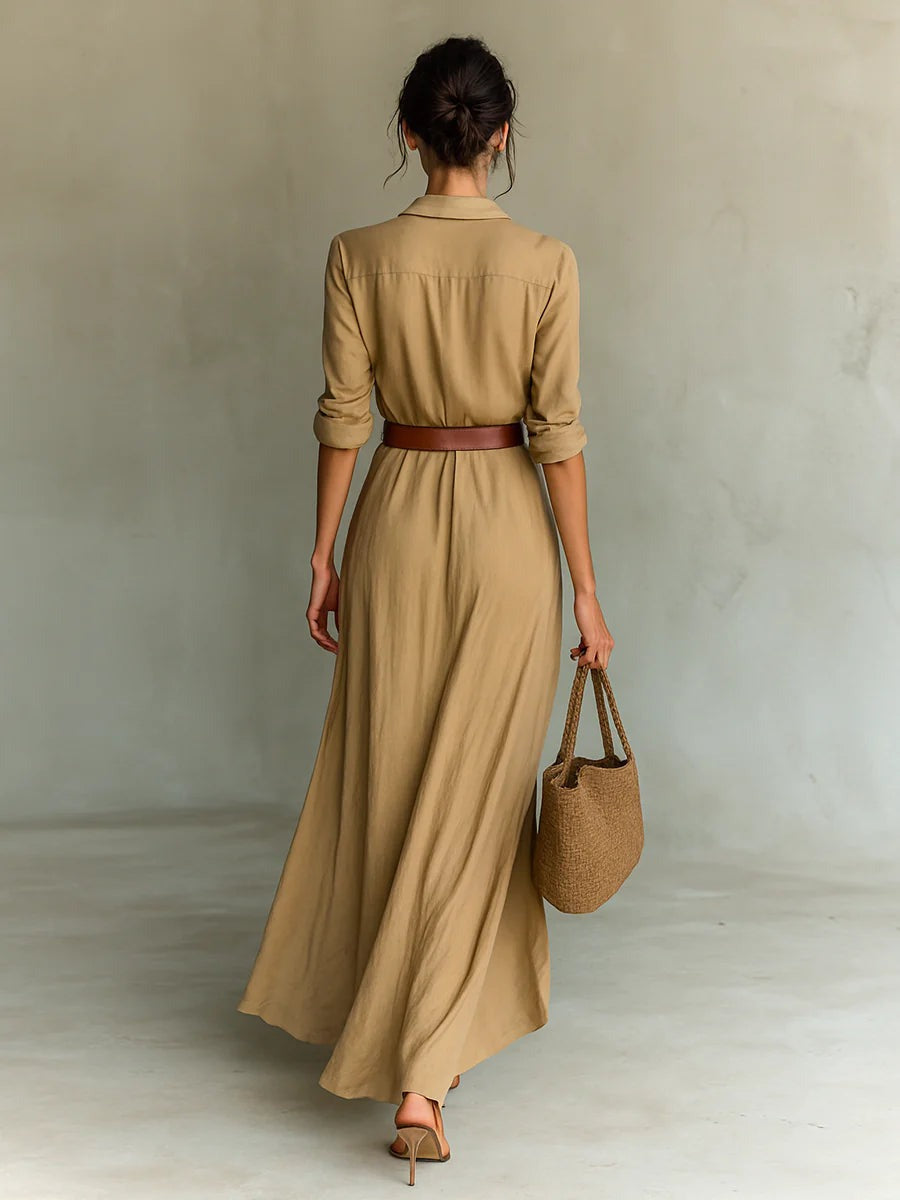 Luchia-Long belted dress