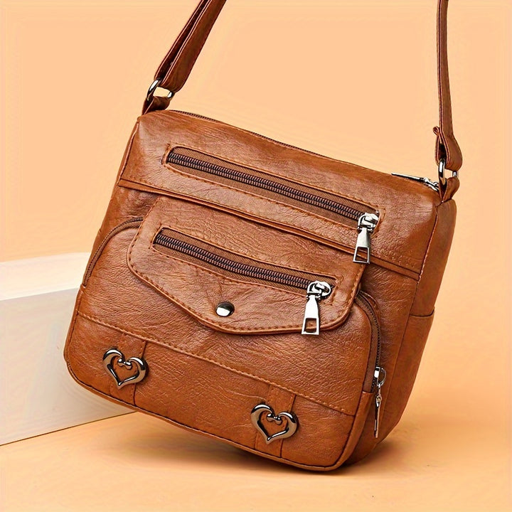 Zoey™ - Chic Heart Charm Crossbody Bag