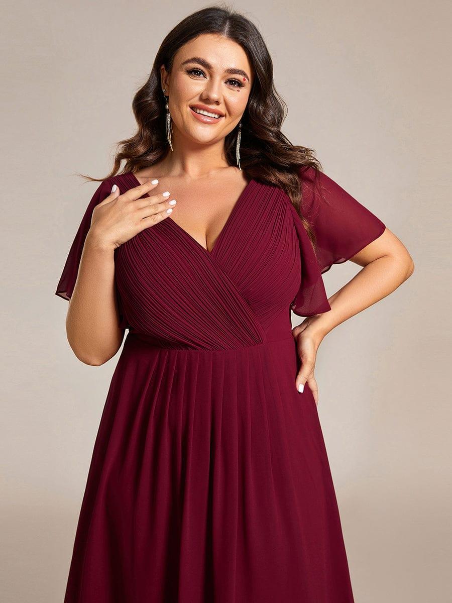 FAYE™ |Plus Size V-Neck High-Low Chiffon Wedding Guest Dress
