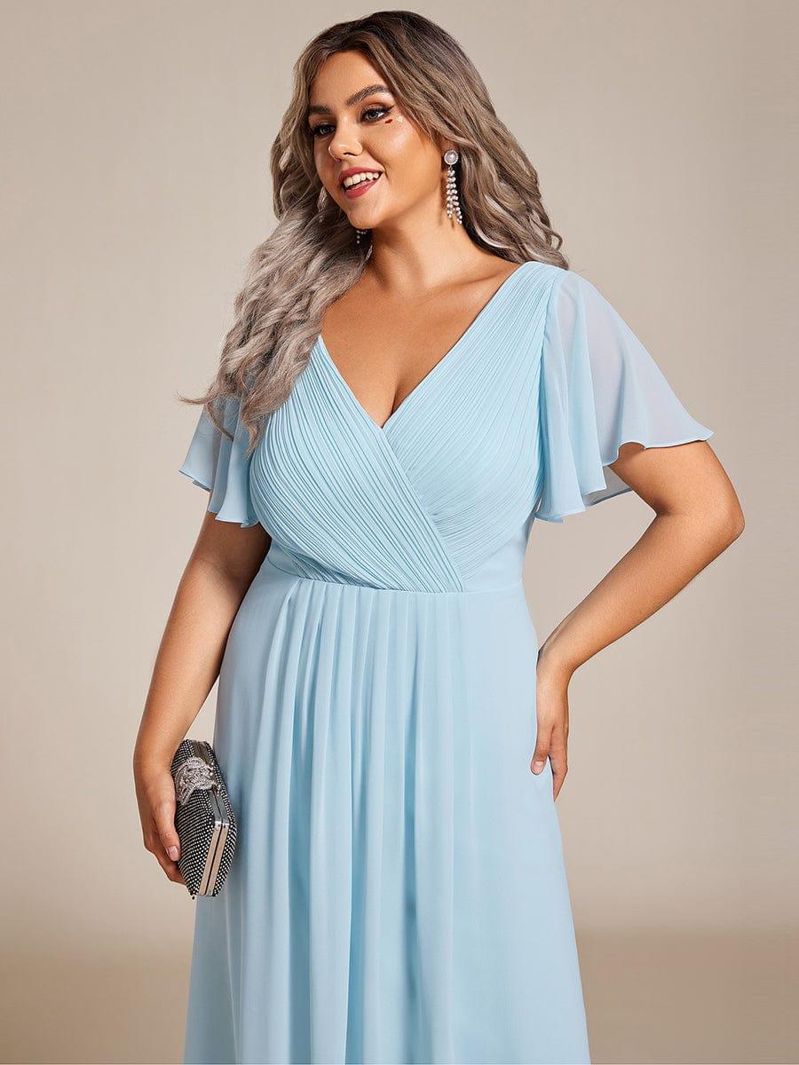 FAYE™ |Plus Size V-Neck High-Low Chiffon Wedding Guest Dress