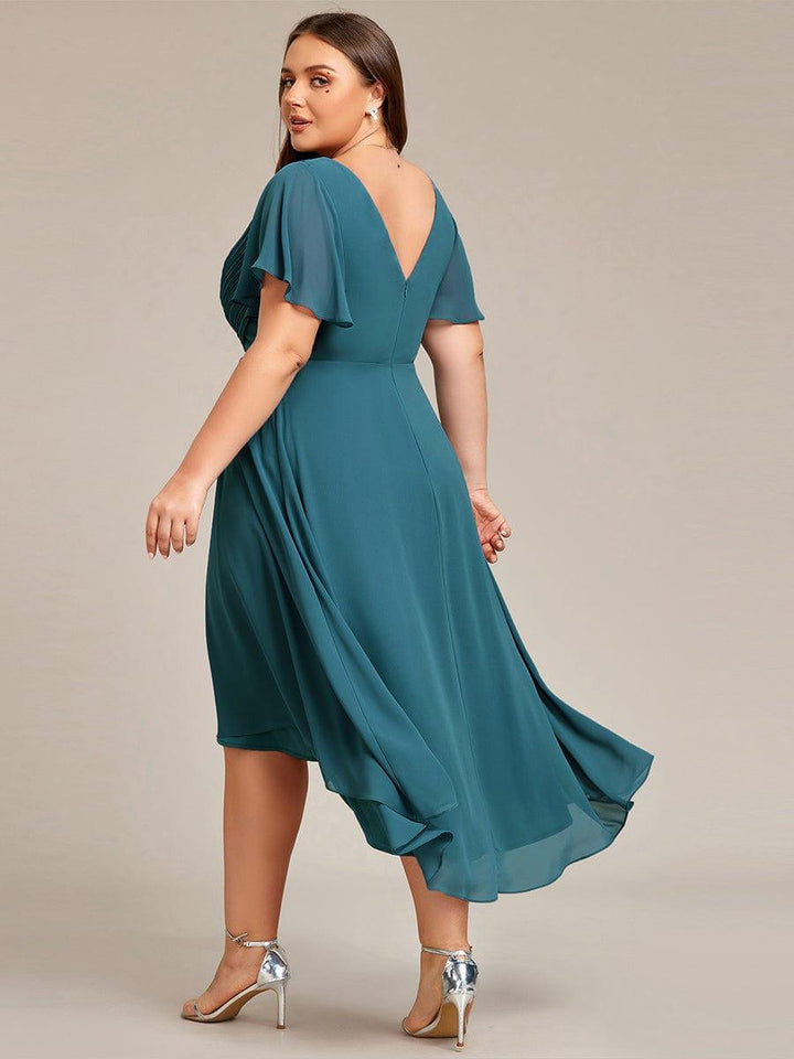 FAYE™ |Plus Size V-Neck High-Low Chiffon Wedding Guest Dress