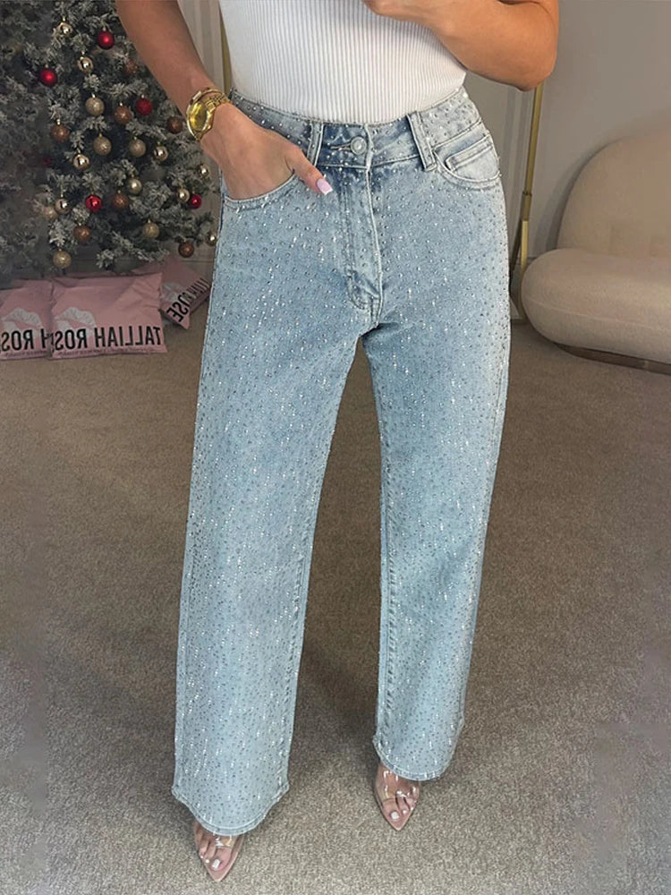 Glamour Denim Pants | Women's Jeans with Rhinestones