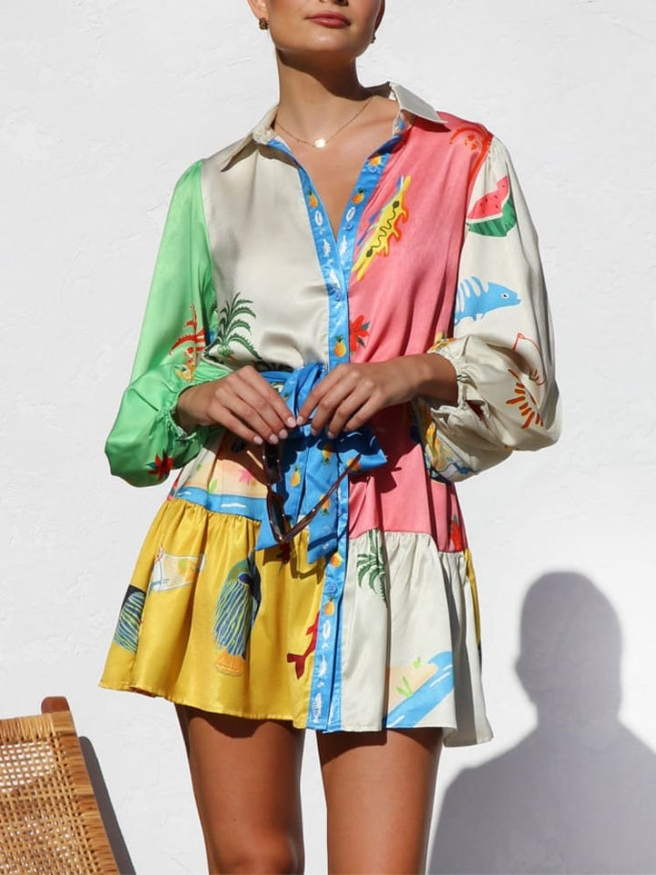 Naomi-Print Mini Dress