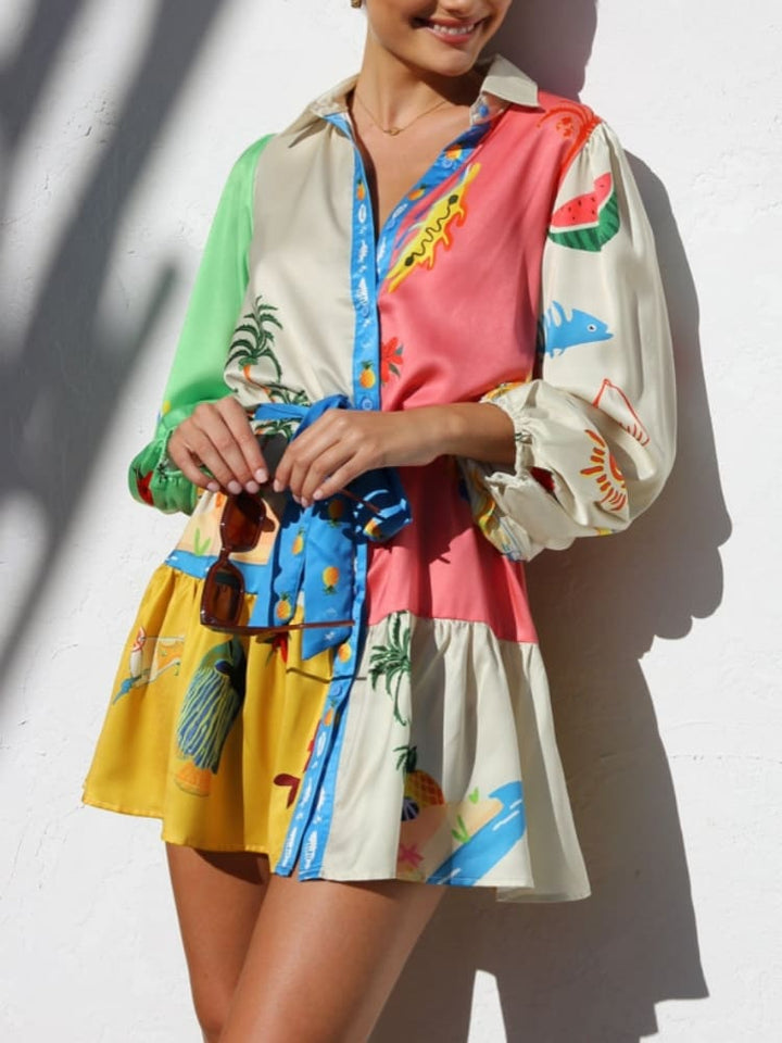 Naomi-Print Mini Dress