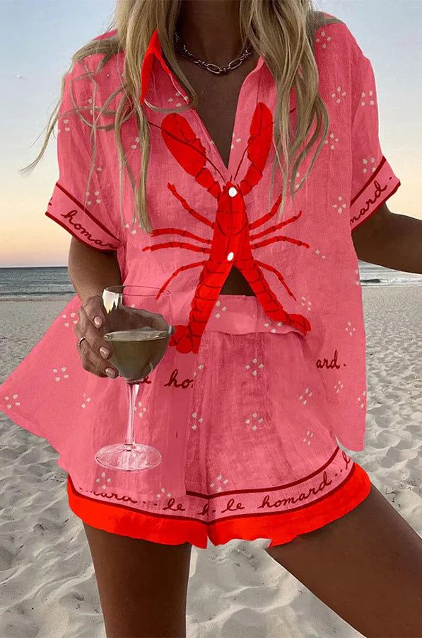 Pallina™ | Lobster Pink Linen Short Set
