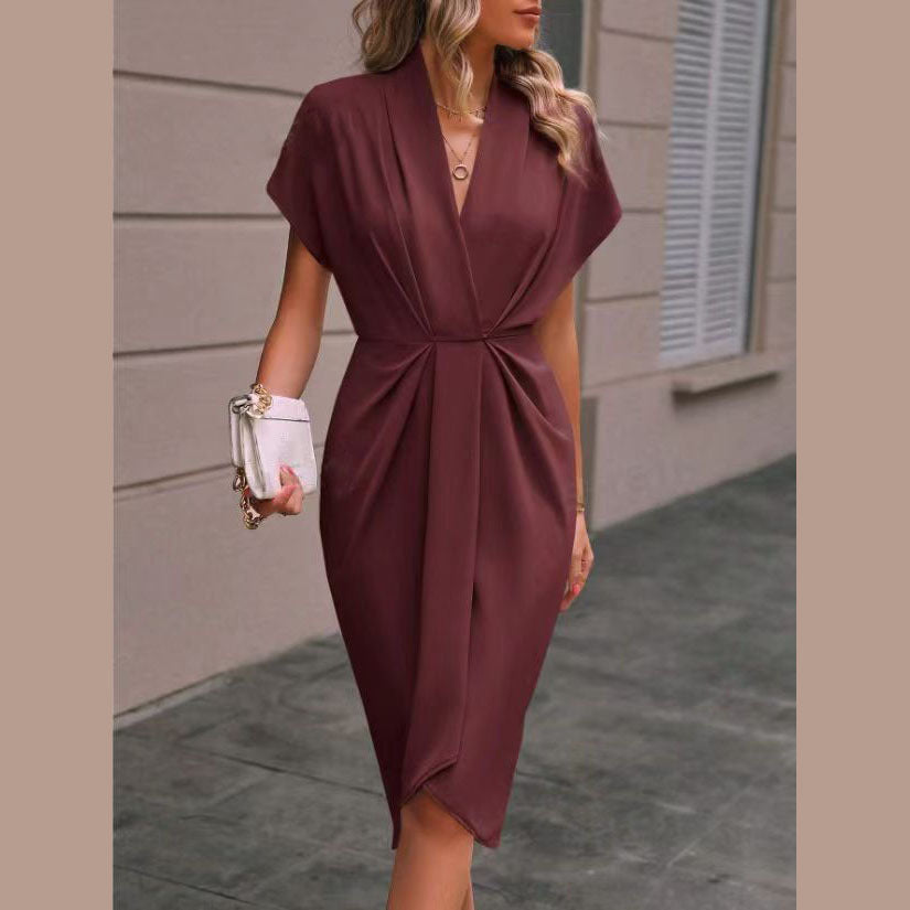 Kaye-Elegant Midi Wrap Dress  |