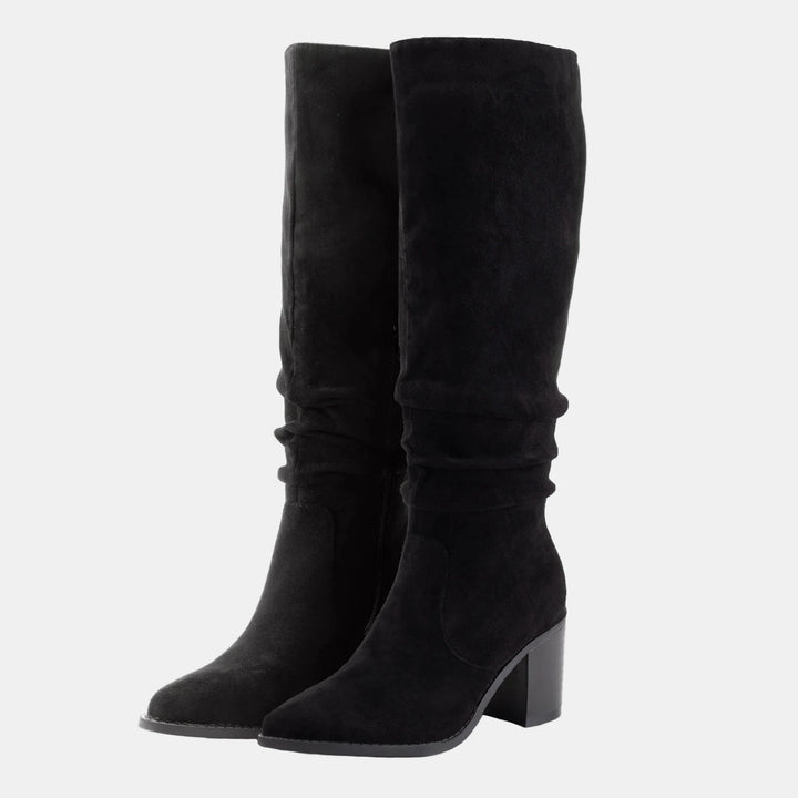 Noa | Knee-High Suede Block Heeled Boots