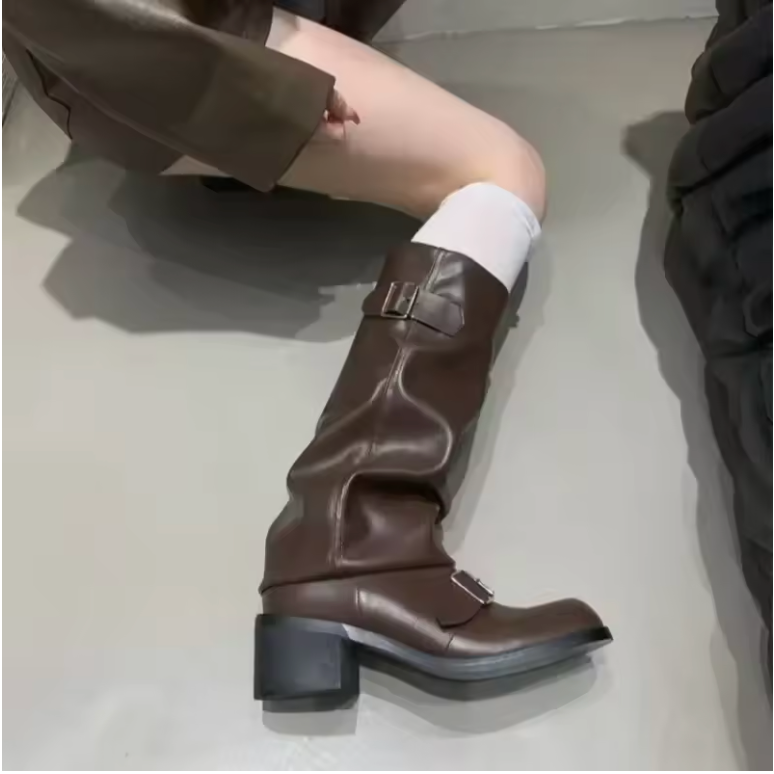 Debra β   Leather Platform Boots with Elegant Straps