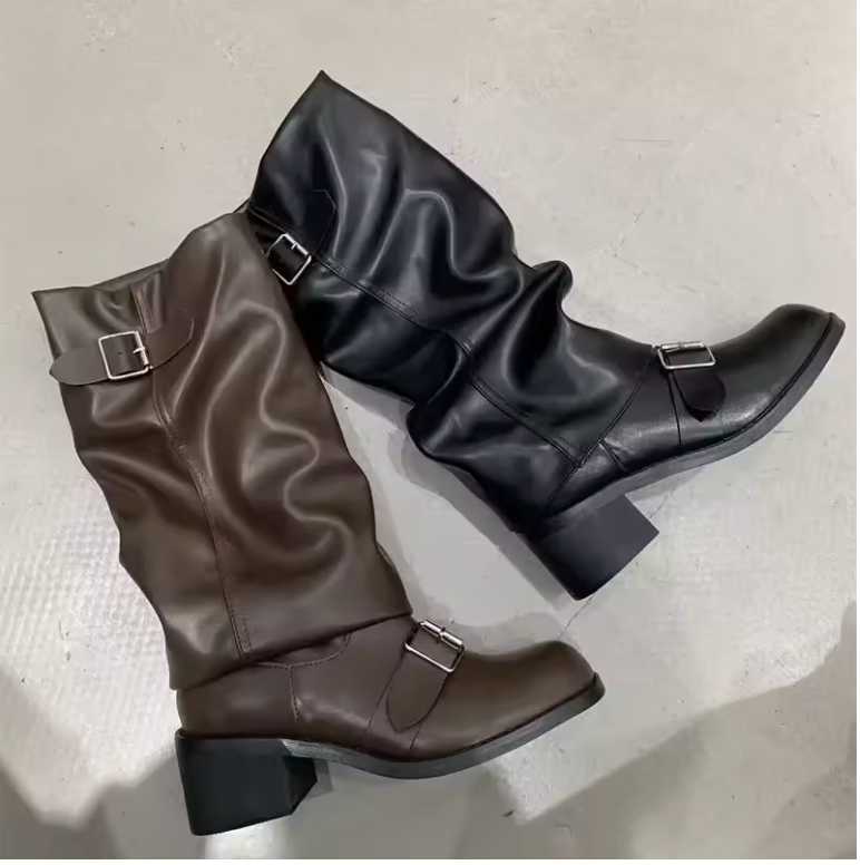 Debra β   Leather Platform Boots with Elegant Straps