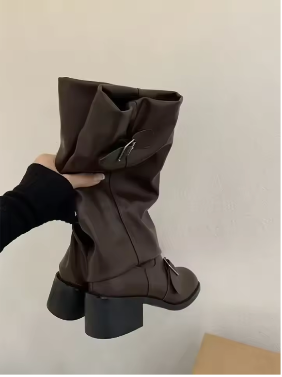 Debra β   Leather Platform Boots with Elegant Straps