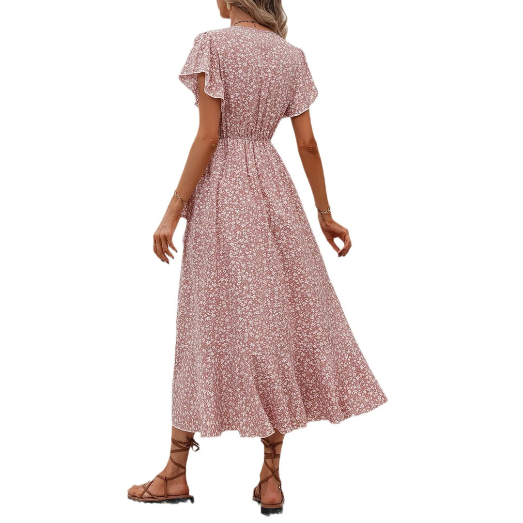 V-Neck Floral Mini Wrap Dress