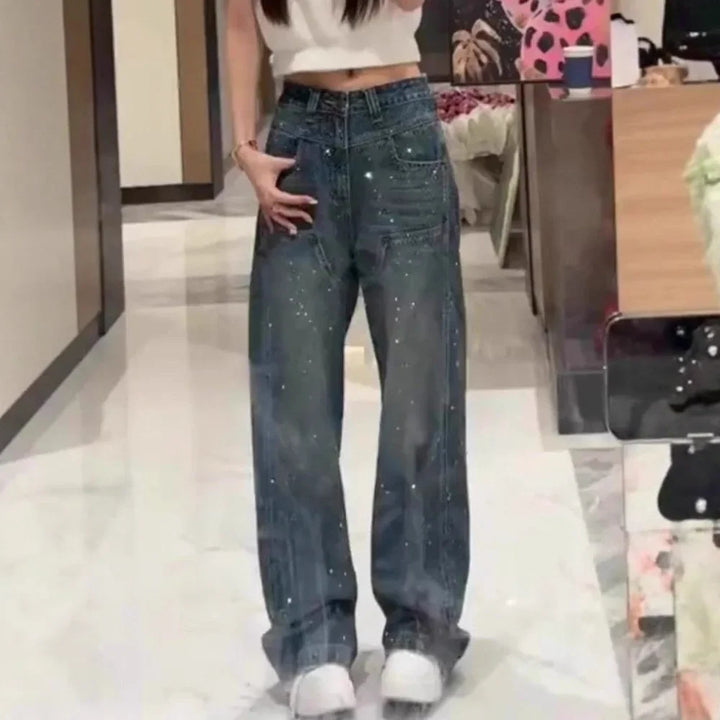 Sofia™ | Elegant Wide Leg Jeans With Rhinestones