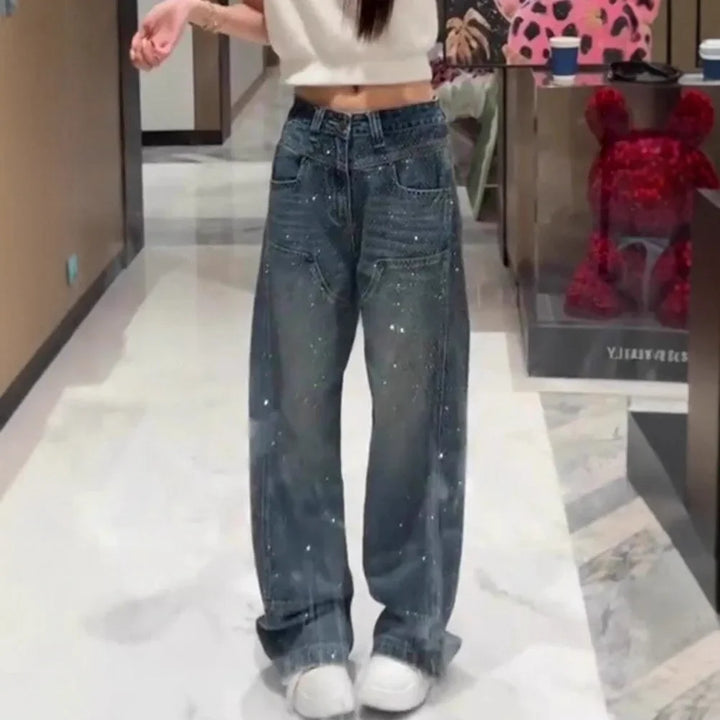 Sofia™ | Elegant Wide Leg Jeans With Rhinestones