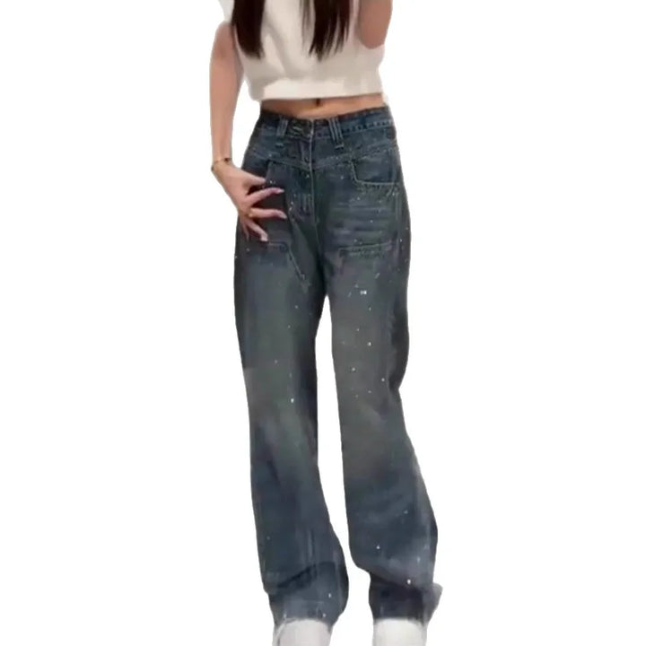 Sofia™ | Elegant Wide Leg Jeans With Rhinestones