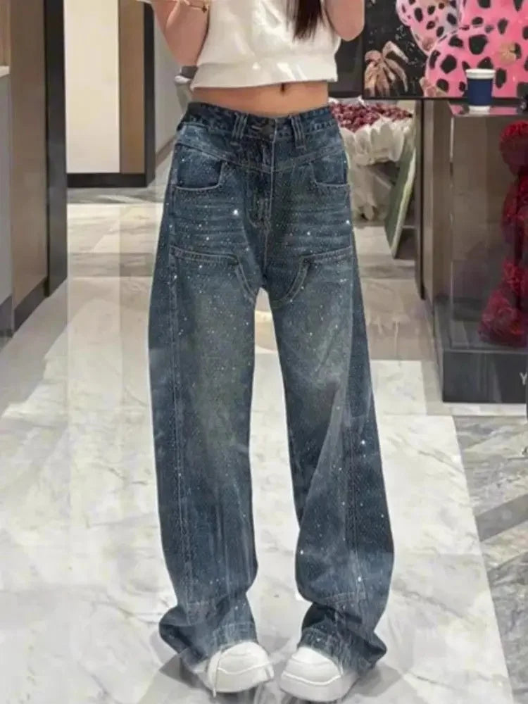 Sofia™ | Elegant Wide Leg Jeans With Rhinestones