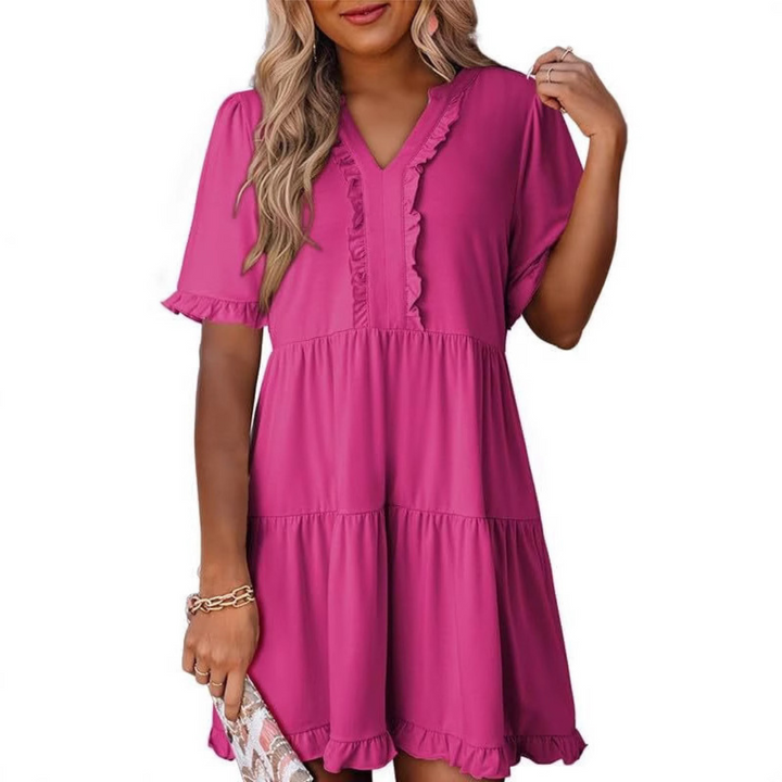 SHEILA™ - Casual V-Neck Mini Dress