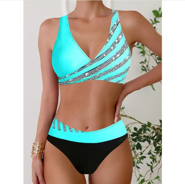 Esme - Halterneck swimsuit with print