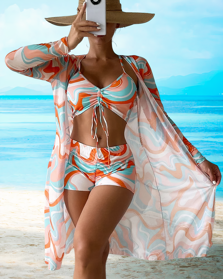 Amalfi | High-Waist Bikini Set with Cover-Up