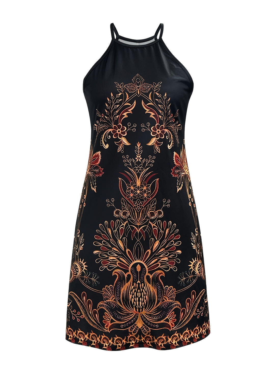 Bandy-Boho Floral Print Halter Dress