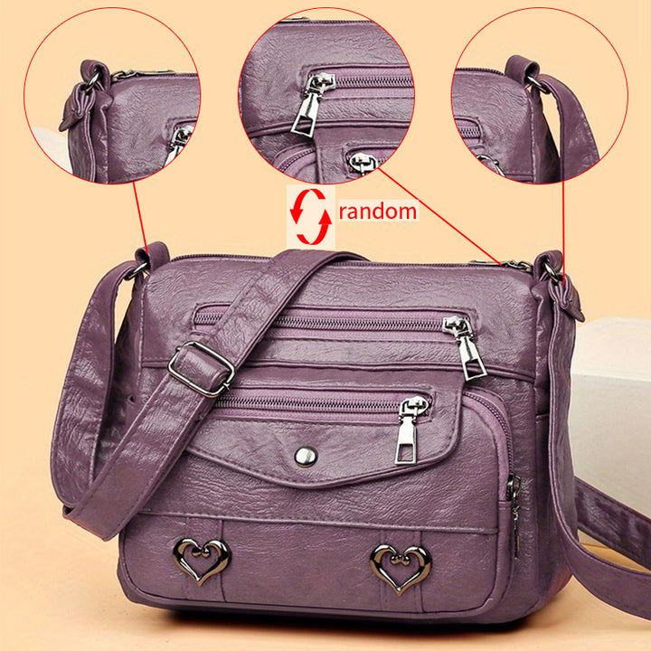 Zoey™ - Chic Heart Charm Crossbody Bag