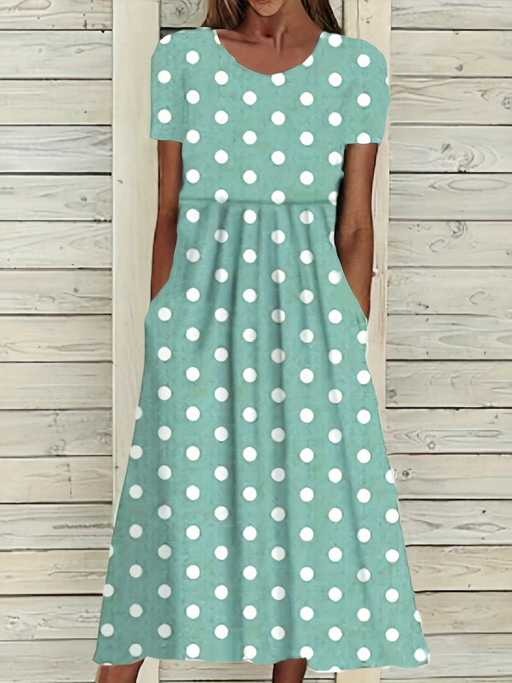 Serean™-Chic Polka Dot Midi Dress