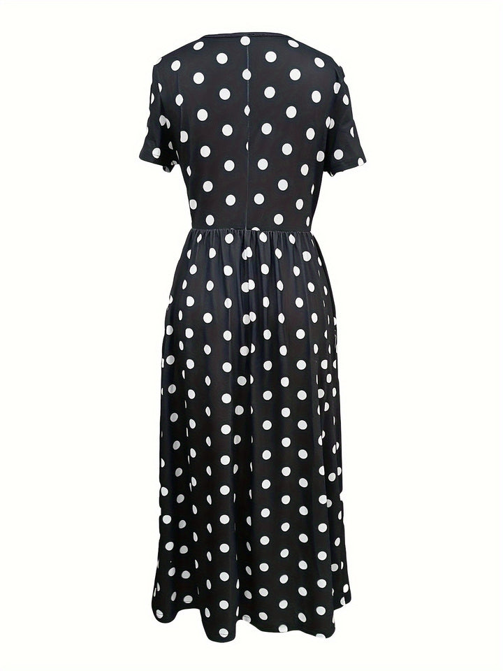 Serean™-Chic Polka Dot Midi Dress