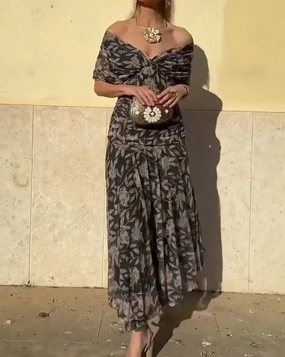 Julieta - Elegant V-neck off-the-shoulder dress