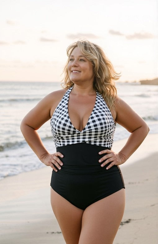 BECKI | GINGHAM HALTER SWIMSUIT