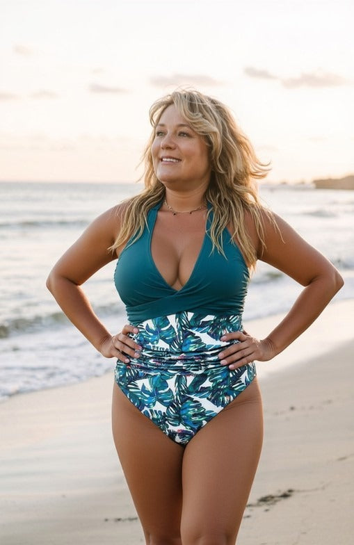 ABIGAIL | TEAL PALM SWIMSUIT