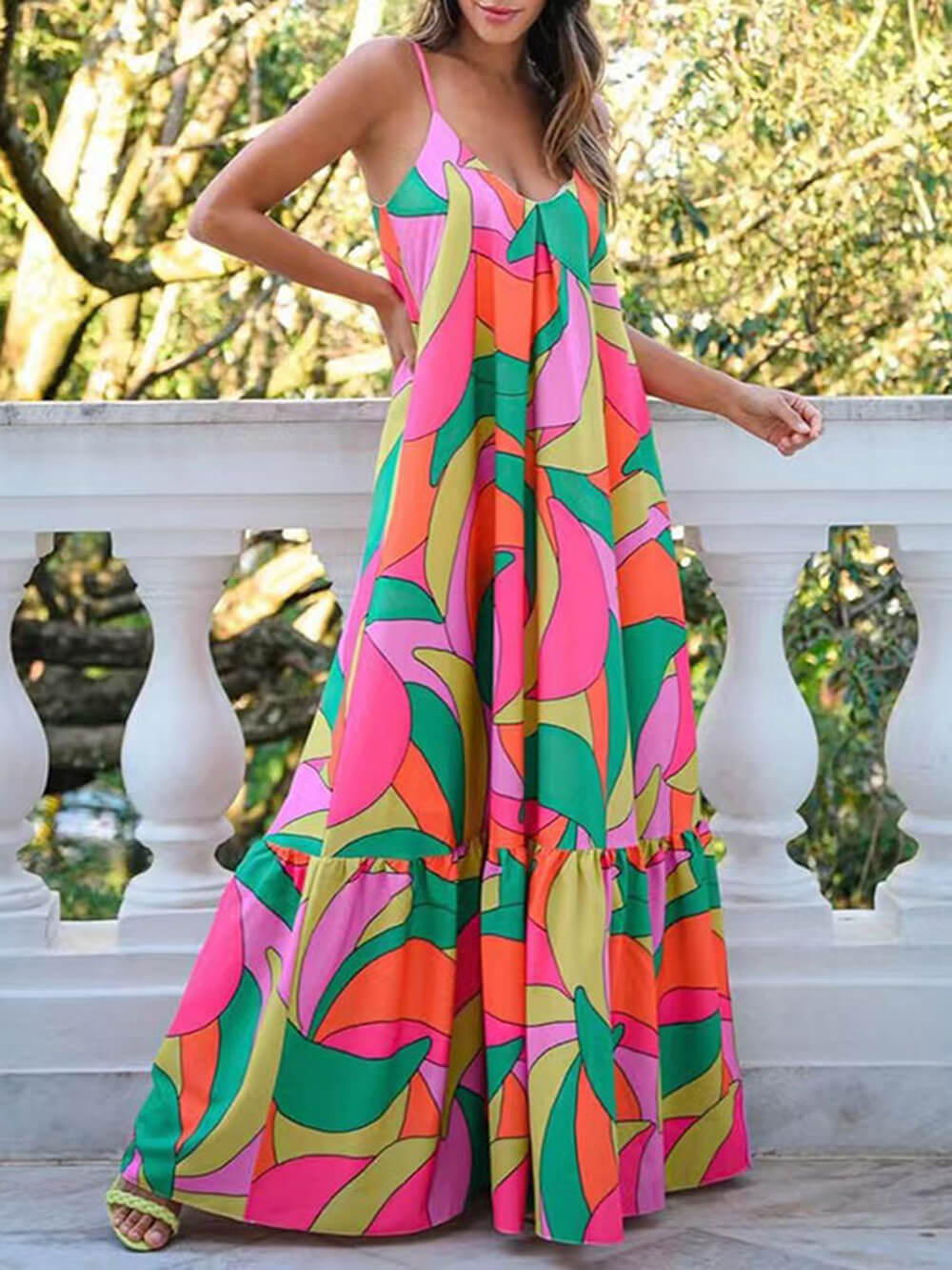 Joanna- Backless Halter Printed Dresses