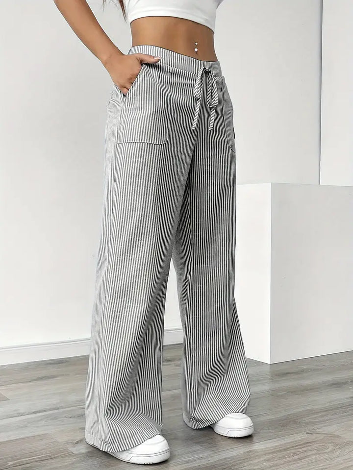 Nina™ - Elegant Striped Pant With Pockets