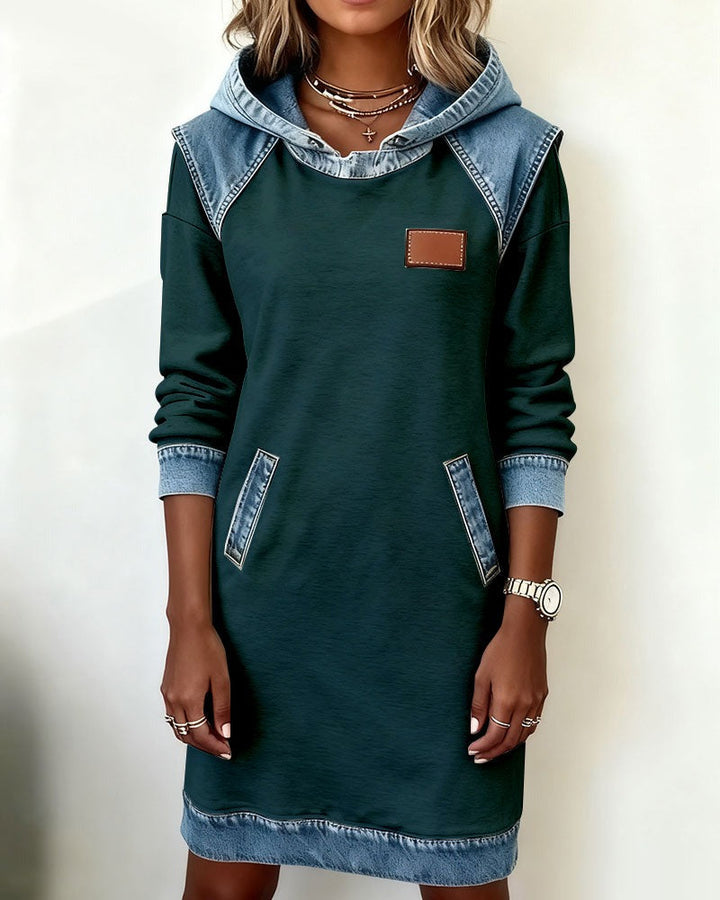 Macey™ Hooded dress with denim inserts