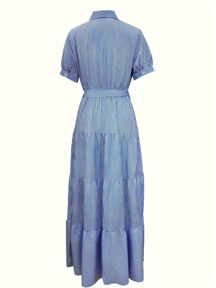 Briony™ – Belted Striped Shirt Dress