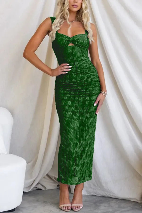 Monica | Manifesting You Ruched Mesh Maxi Dress