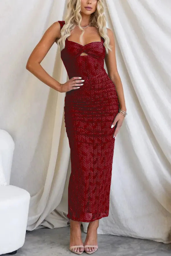 Monica | Manifesting You Ruched Mesh Maxi Dress