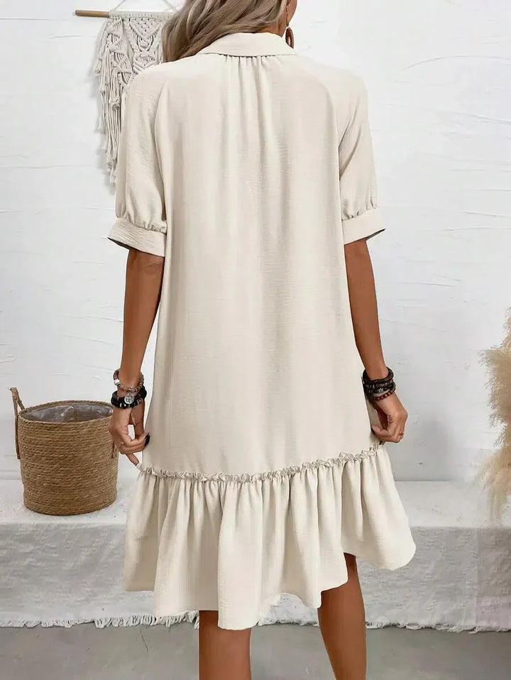 Jenna – Button-Down Ruffle Hem Dress