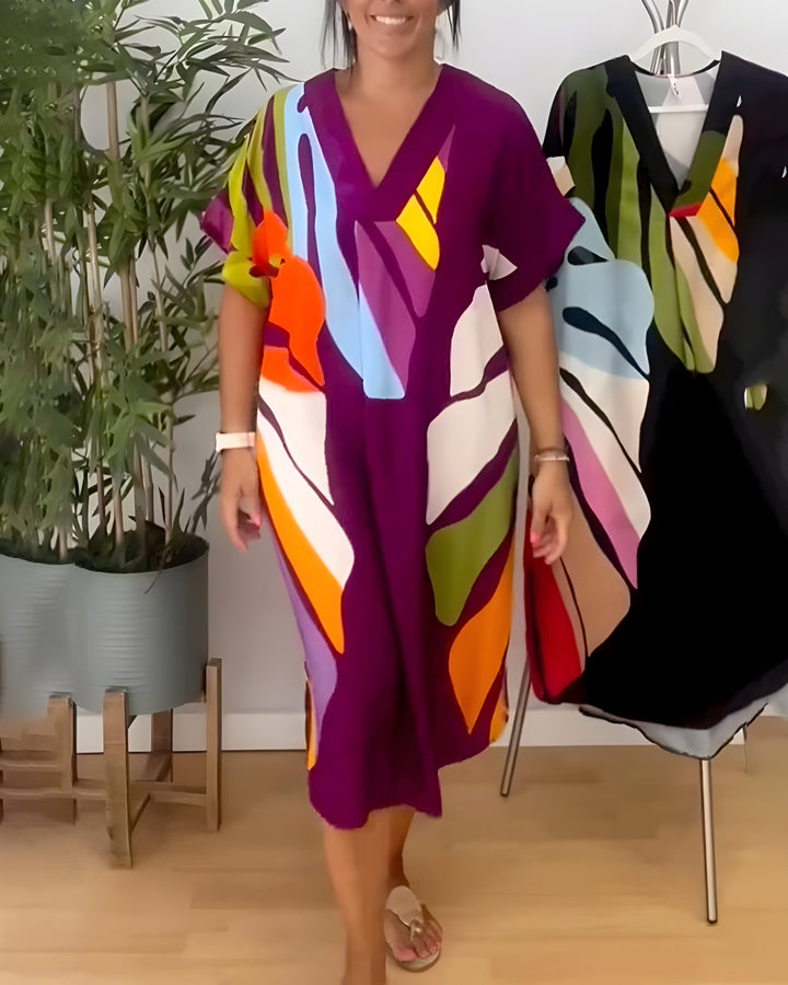 Janice | Casual Colorful Leaf Print Dress